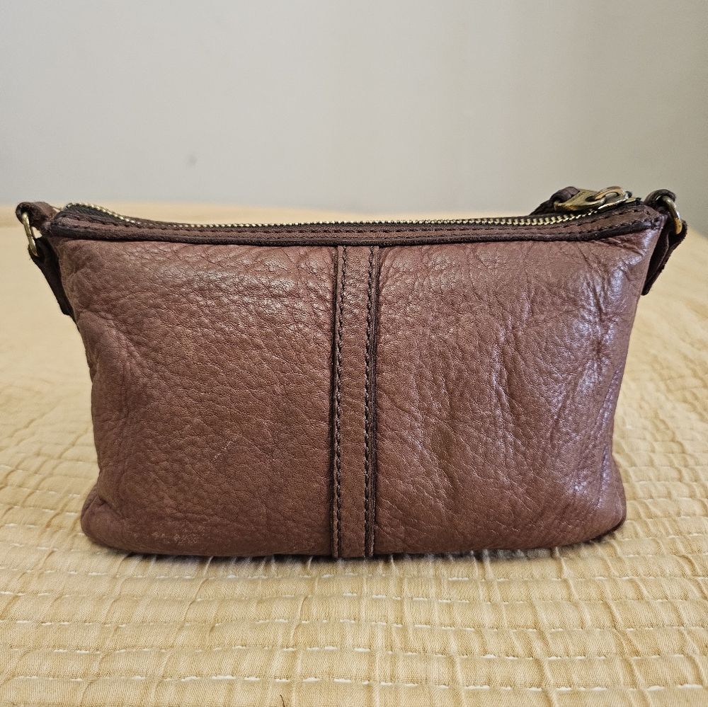 FOSSIL Brown Soft Leather ERIN Small Crossbody Purse Bag Brass Hardware - Picture 5 of 13